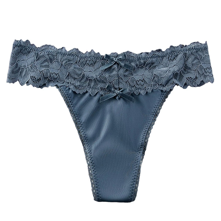 Ice Silk Lace Thong Panties for Women – Low Rise, Breathable & Sexy Embroidered Lingerie