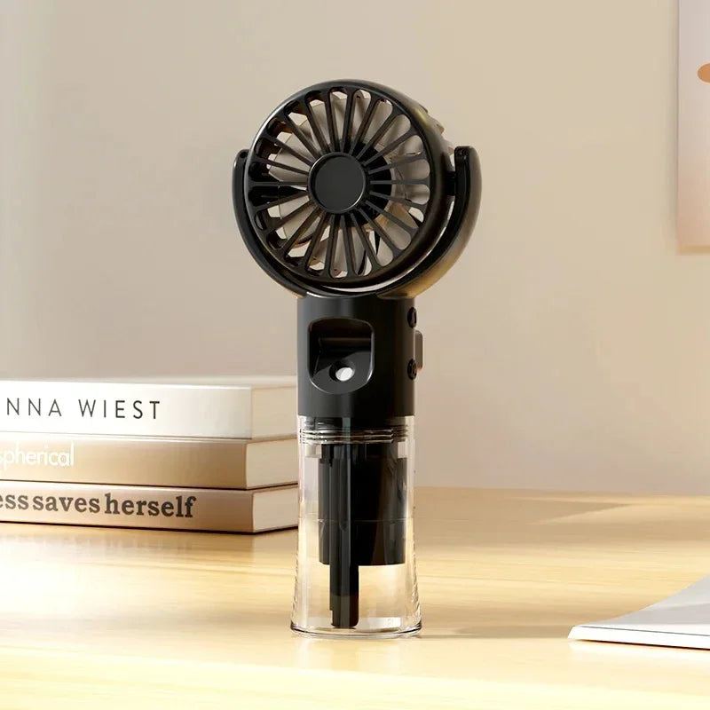 Portable Handheld Humidifier Misting Fan 4 Speeds Battery Operated USB Rechargeable Folding Personal Water Fan For Home Office