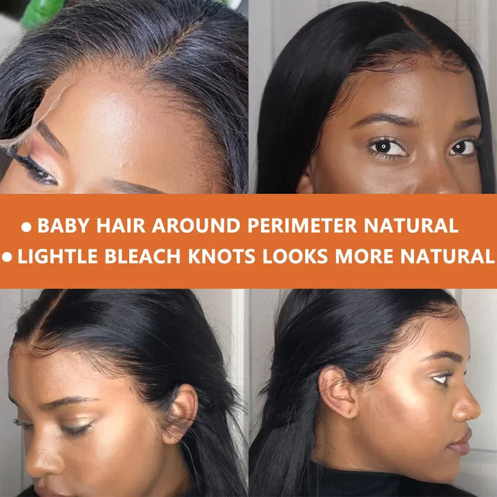 Sleek Power Bob – Transparent Lace Front Wig in Bone Straight Remy Hair