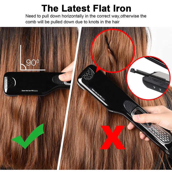 UKLISS Professional Steam Hair Straightener Comb – 2-in-1 Titanium Ceramic Flat Iron with Steam Technology for Silky, Frizz-Free Styling