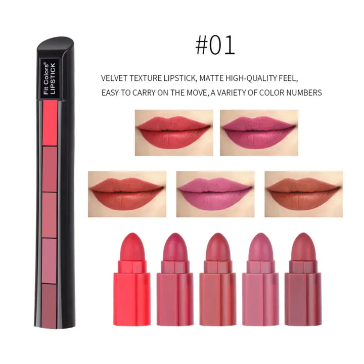 Velvet Power Matte Lip Set – 5-in-1 Long-Wear Red Lip Collection