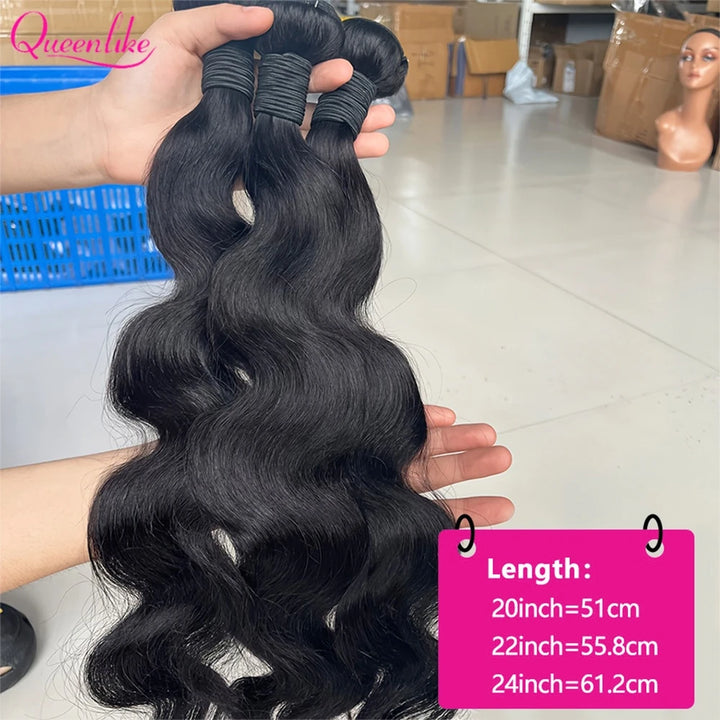 Radiance Body Wave Bundles – 100% Raw Human Hair, 24" Length