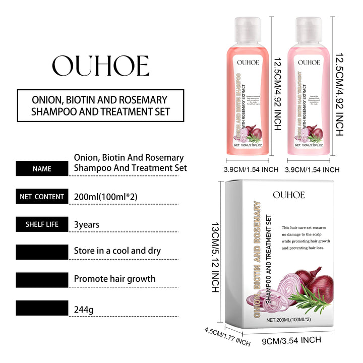 OUHOE Biotin Rosemary Shampoo & Conditioner Set – Hair Growth & Repair Care for All Hair Types | Paraben & Silicone-Free