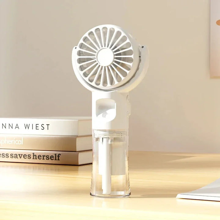 Portable Handheld Humidifier Misting Fan 4 Speeds Battery Operated USB Rechargeable Folding Personal Water Fan For Home Office