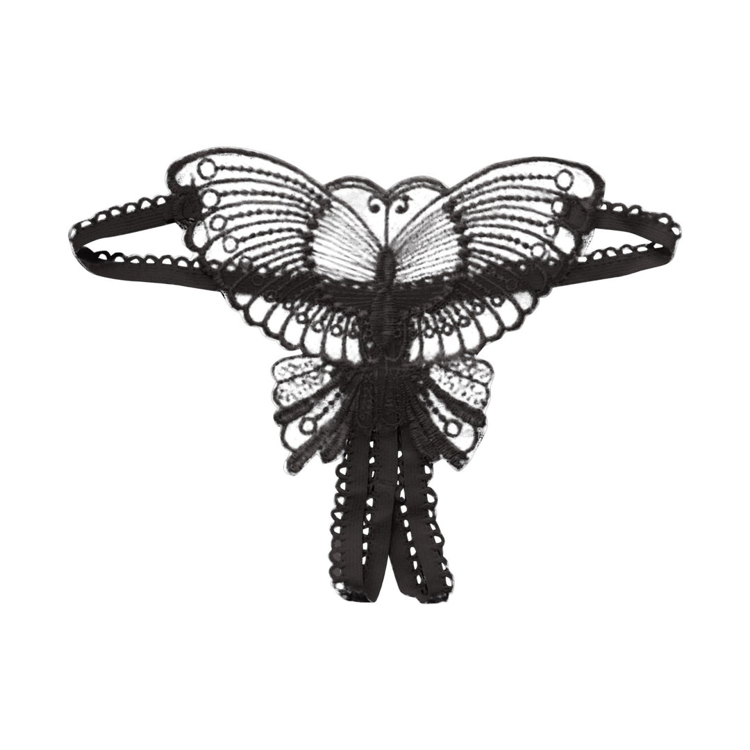 Butterfly Embroidered Open Crotch Panties – Sexy Low Waist Hollow-Out Thong Lingerie