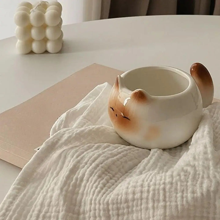WhimsiCat Ceramic Mug – Charming Siamese Cat Coffee Cup (210ml)