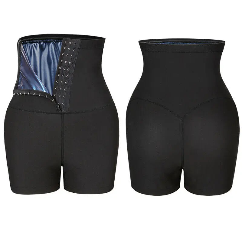 Vaslanda Sauna Sweat Shorts for Women – High Waist Tummy Control Compression Shaper