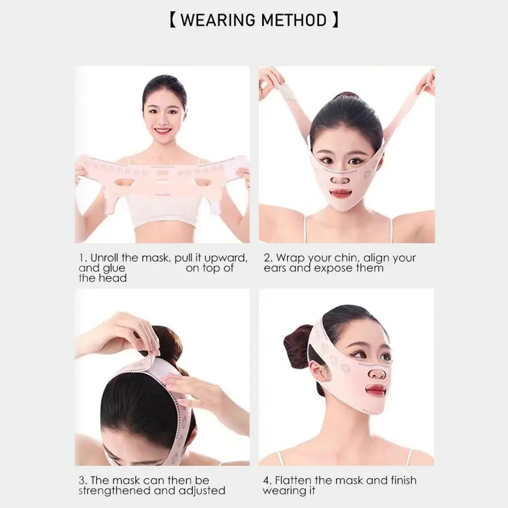 V-Line Face Sculpting Sleep Mask – Pink Facial Slimming Strap for Chin Lift, Contour Shaping & Skin Tightening