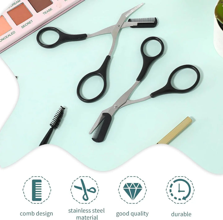 Precision Brow Sculptor – Stainless Steel Trimming Scissors with Comb