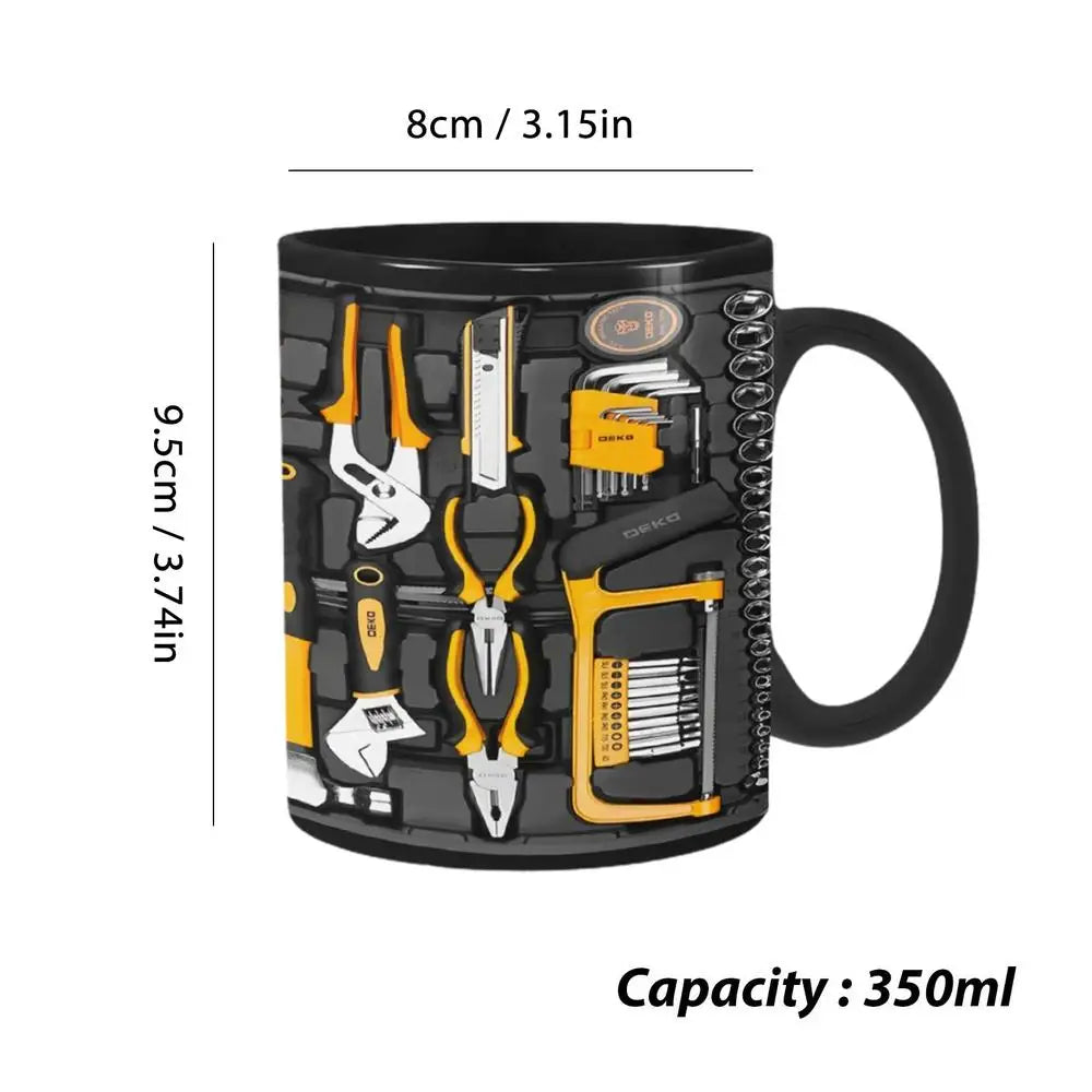 Power Tools Mug – Ceramic Coffee Cup with Toolbox Design (350ml)