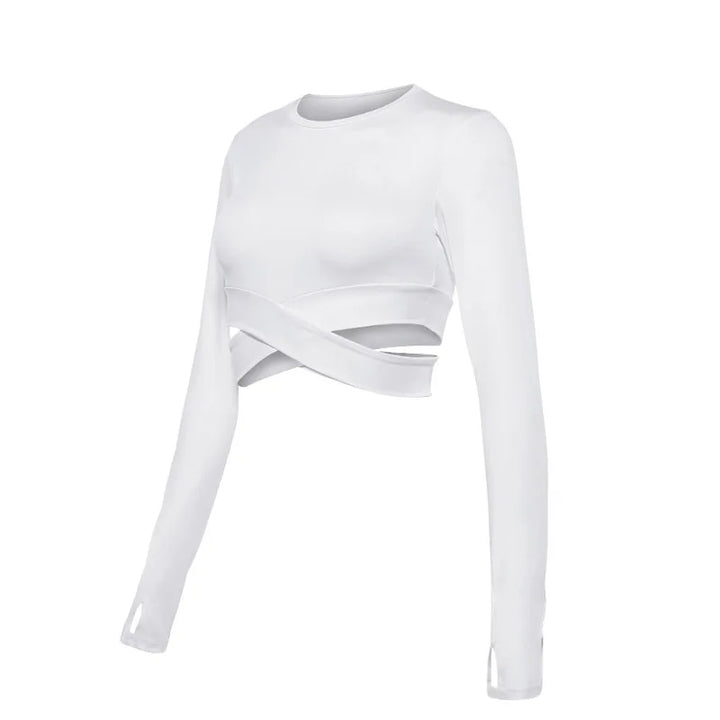 Women's Long Sleeve Crop Top – Quick-Dry Yoga & Fitness Shirt
