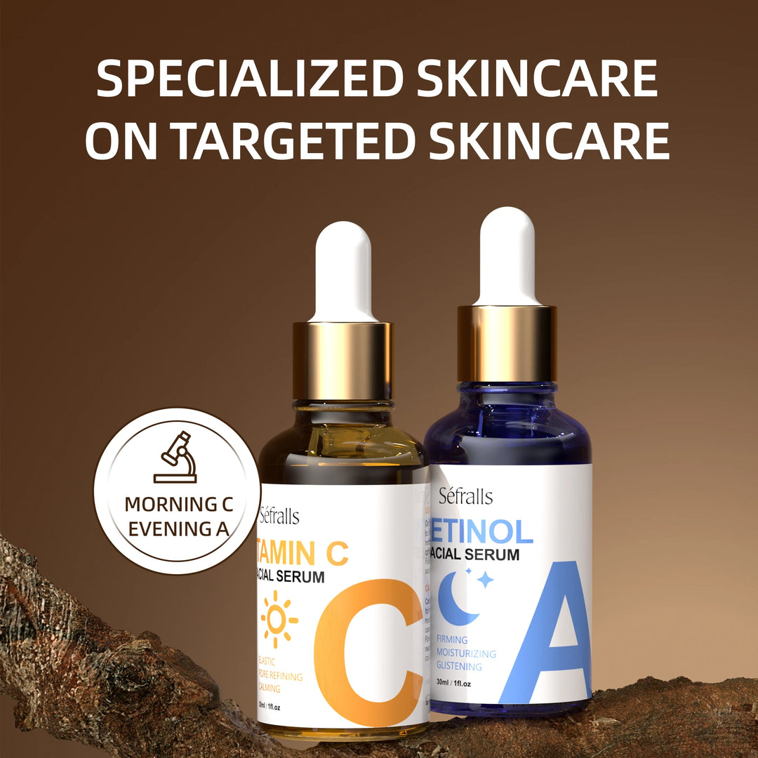 Séfralls Dual-Action Retinol & Vitamin C Serum Set – 2PCS Morning & Night Brightening + Anti-Aging Skincare Duo