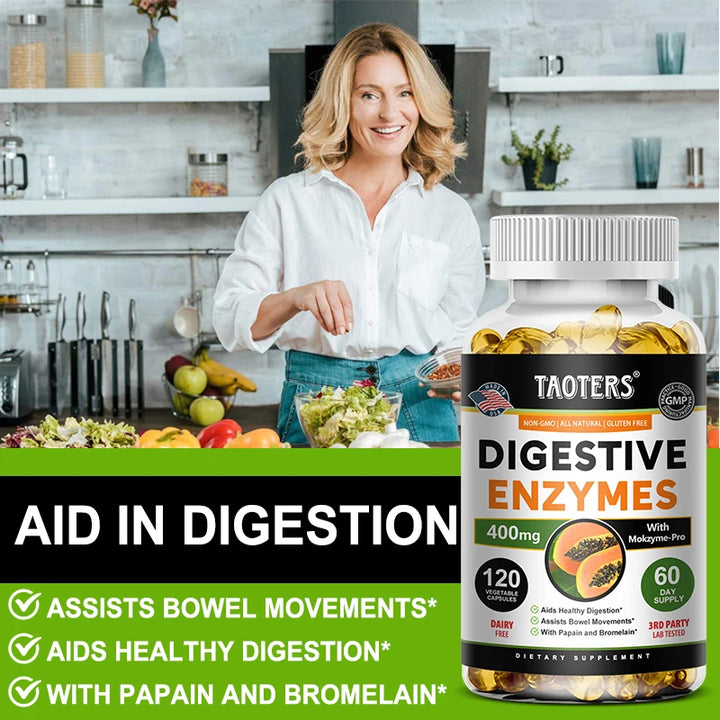 Taoters Digestive Enzyme + Probiotic Complex – 15-Strain Formula, Immune & Digestive Support – 60/120 Capsules