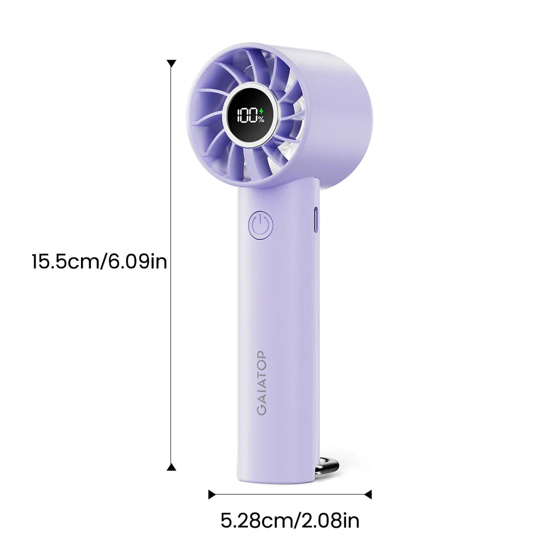 Portable Mini Fan, Handheld Fan with LED Display & Flashlight, 3 Speeds 2000mAh USB Rechargeable Battery Fan