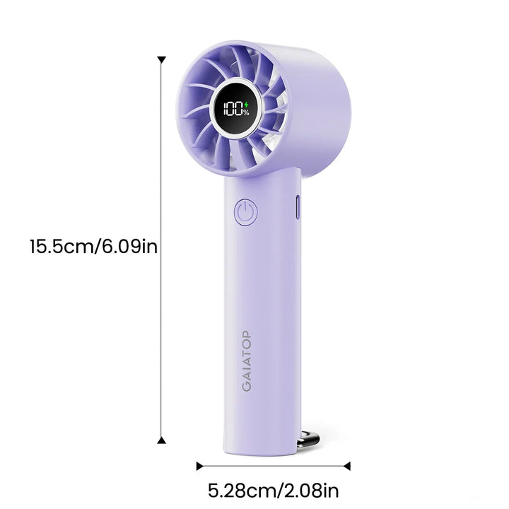 Portable Mini Fan, Handheld Fan with LED Display & Flashlight, 3 Speeds 2000mAh USB Rechargeable Battery Fan