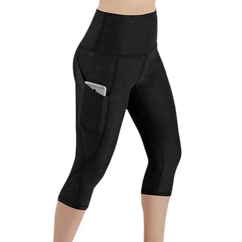 High Waist Seamless Crop Leggings – Tummy Control Yoga & Workout Tights for Women