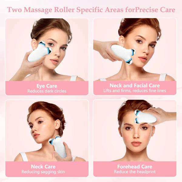 Facial Massager Roller; USB Rechargeable Facial Toning Device for Wrinkle Reduction