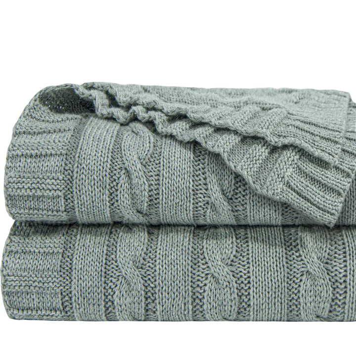 Ntbay 100% Cotton Cable Knit Throw, Super Soft Warm Knitted Blanket Home Decor