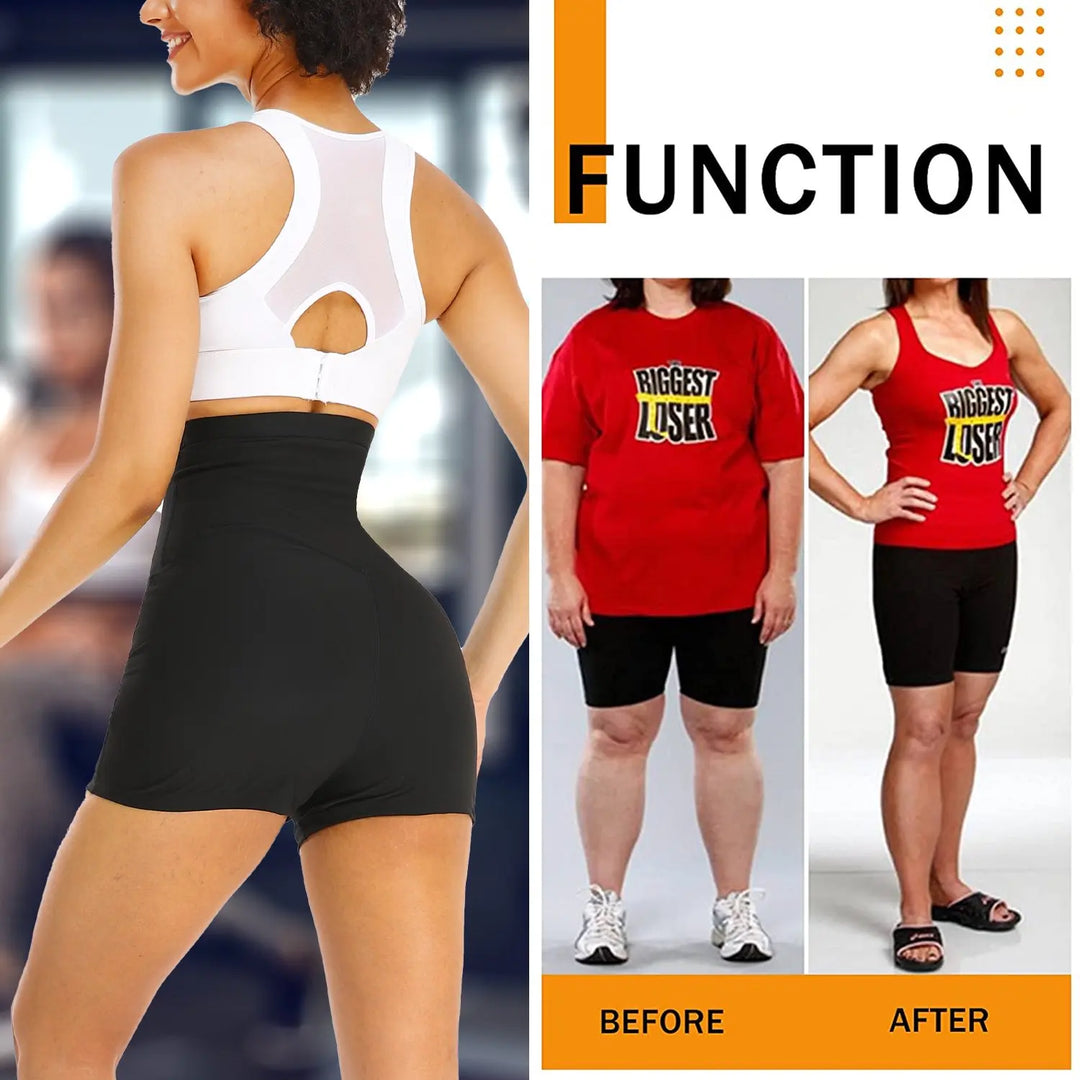 Vaslanda Sauna Sweat Shorts for Women – High Waist Tummy Control Compression Shaper