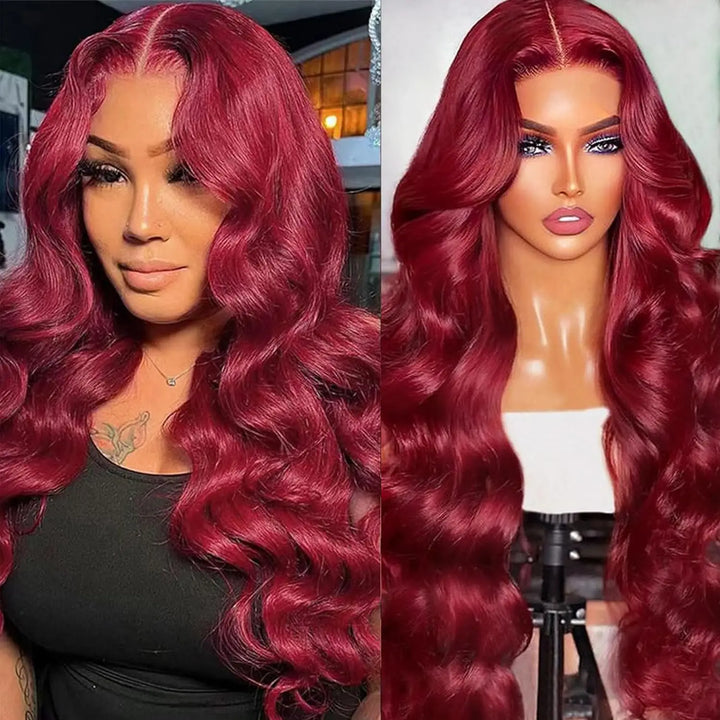 Crimson Allure Body Wave Wig – 99J Burgundy HD Lace, 100% Human Hair