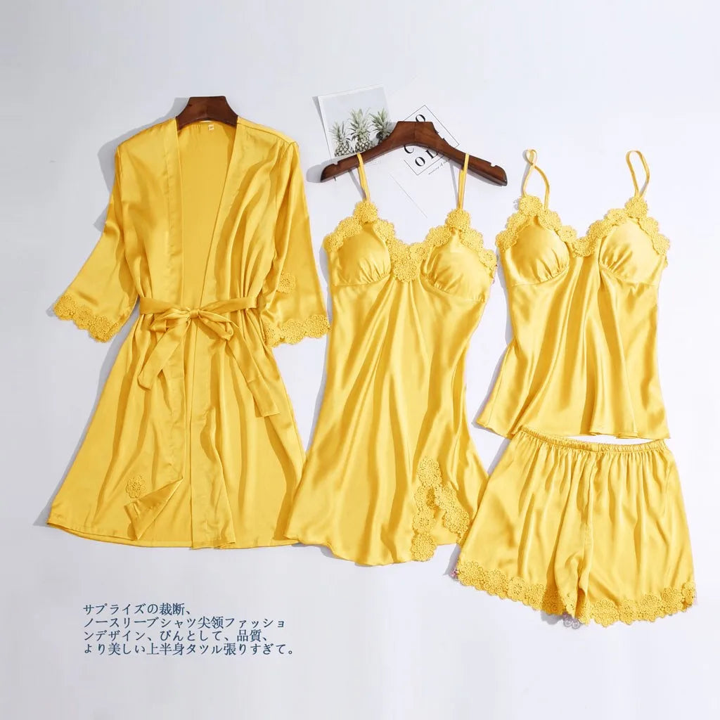 Women Nightdress Lingerie Robes Satin Silk Pajamas Comfortable Underwear Sleepwear Sexy Night Dress Women ночнушка женская