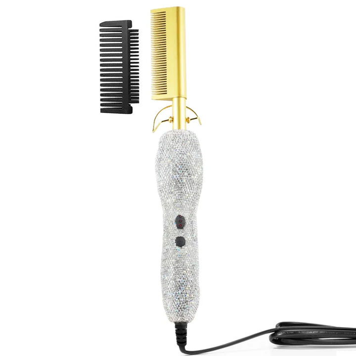 HeatSculpt Pro Electric Hot Comb – 2-in-1 Straightening & Curling Brush