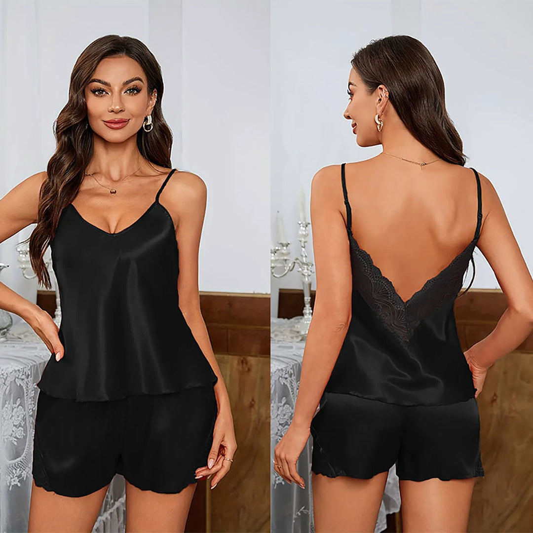 Women Satin Lingerie Nightgown Sexy V Neck Elegant Stain Suspender Slips Sleepwear Pajama Dress Ladies Lingeries Sexy Hot