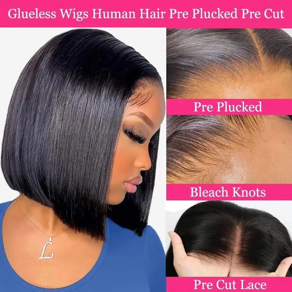 Luxe Confidence Straight Bob – 100% Remy Human Hair Glueless Wig with Pre-Cut Lace