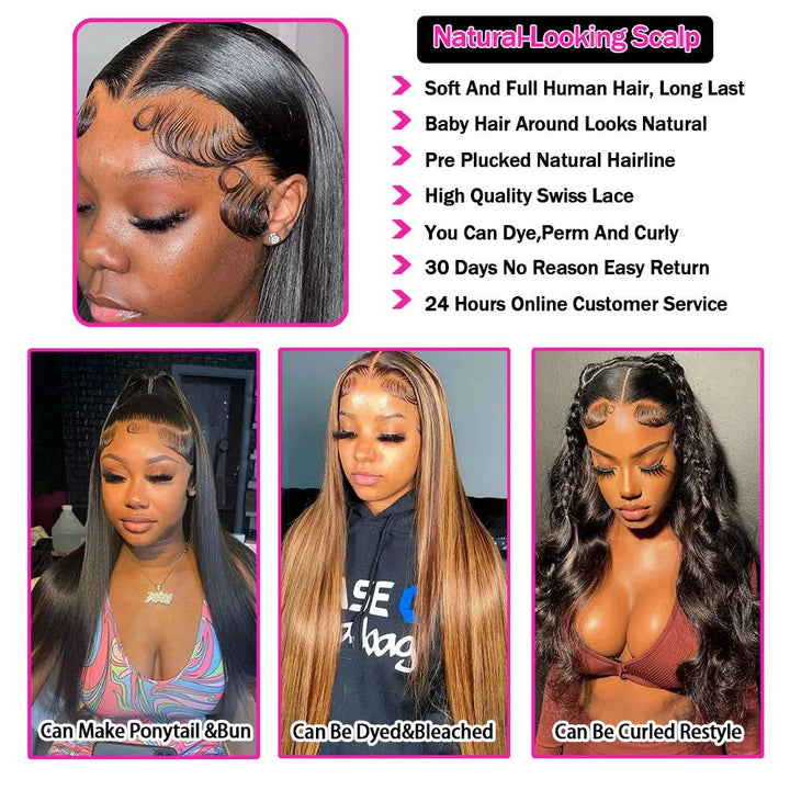 Velvet Length HD Lace Wig – 44" Straight Brazilian Hair, 200% Density