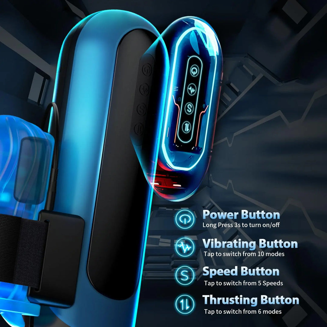 Amortoy Interchangeable Pocket Pussy – Automatic Male Masturbator with 6 Piston Modes, 5 Thrusting Speeds & 10 Vibration Patterns