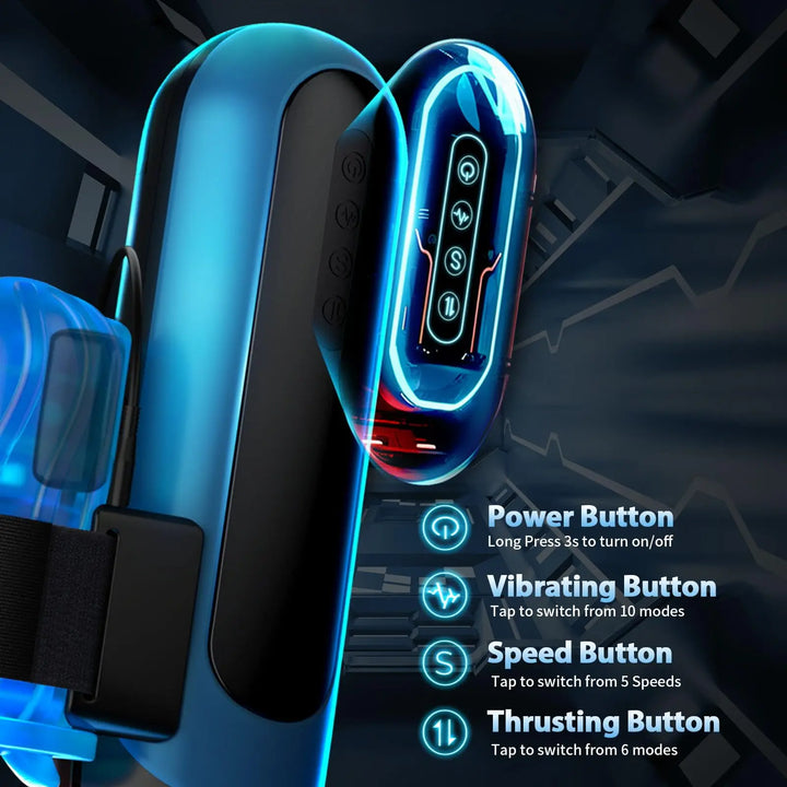 Amortoy Interchangeable Pocket Pussy – Automatic Male Masturbator with 6 Piston Modes, 5 Thrusting Speeds & 10 Vibration Patterns