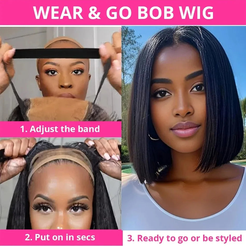 Luxe Confidence Straight Bob – 100% Remy Human Hair Glueless Wig with Pre-Cut Lace