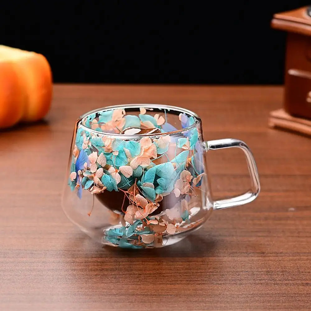 Ethereal Bloom Double-Walled Glass Mug (200ml)