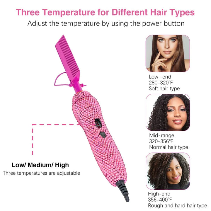 HeatSculpt Pro Electric Hot Comb – 2-in-1 Straightening & Curling Brush
