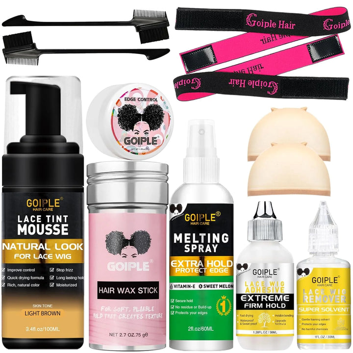 Ultimate Lace Melt Wig Styling Kit – Waterproof Adhesive, Tint Mousse & Edge Control Set