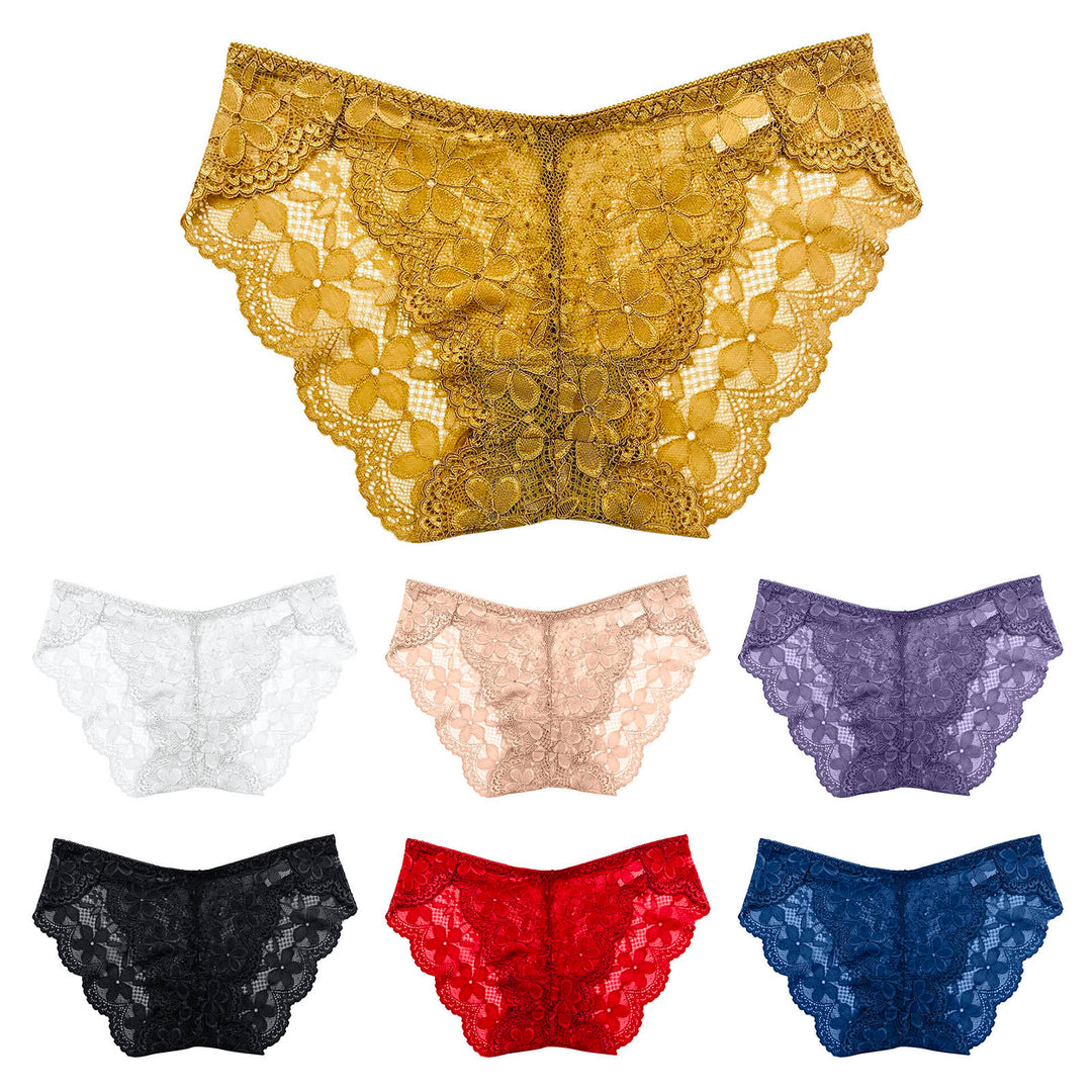 Sexy Lace Breathable Panties – Soft Transparent Mid-Rise Briefs for Women