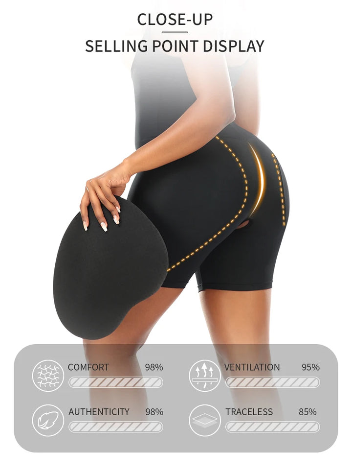 Butt-Lifting Shapewear Bodysuit with Pads – Open Crotch & Adjustable Straps