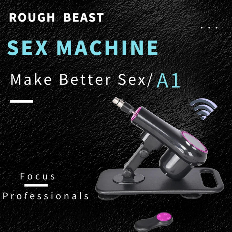 ROUGH BEAST A1 Wireless Sex Machine – Adjustable Thrusting Masturbation Pump with Remote Control & Multiple Attachments