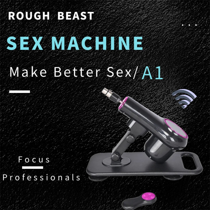 ROUGH BEAST A1 Wireless Sex Machine – Adjustable Thrusting Masturbation Pump with Remote Control & Multiple Attachments