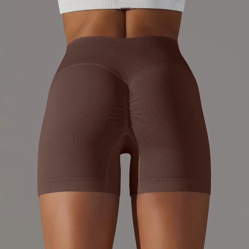 EmpowerEase Seamless Scrunch Butt High-Waist Yoga Shorts – 3-Piece Set