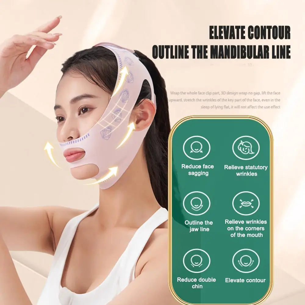 V-Line Face Sculpting Sleep Mask – Pink Facial Slimming Strap for Chin Lift, Contour Shaping & Skin Tightening