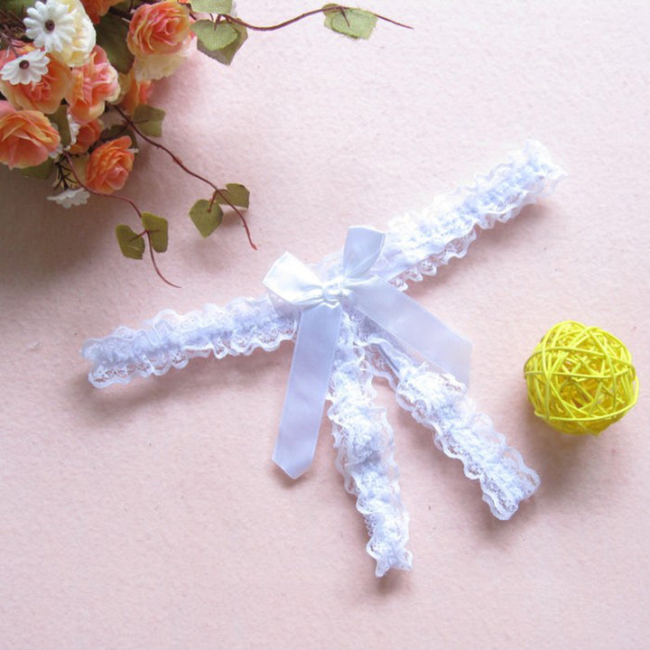 Crotchless Lace Bow Thong – Sexy Open Crotch G-String for Women
