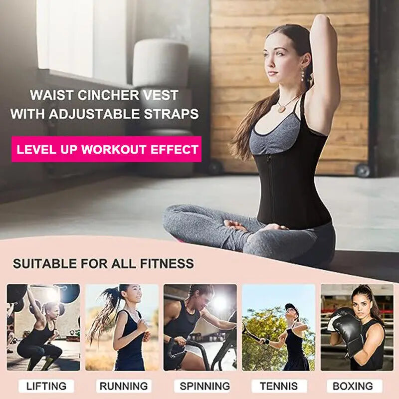 Women's Sauna Waist Trainer Vest – Black Neoprene Shaper