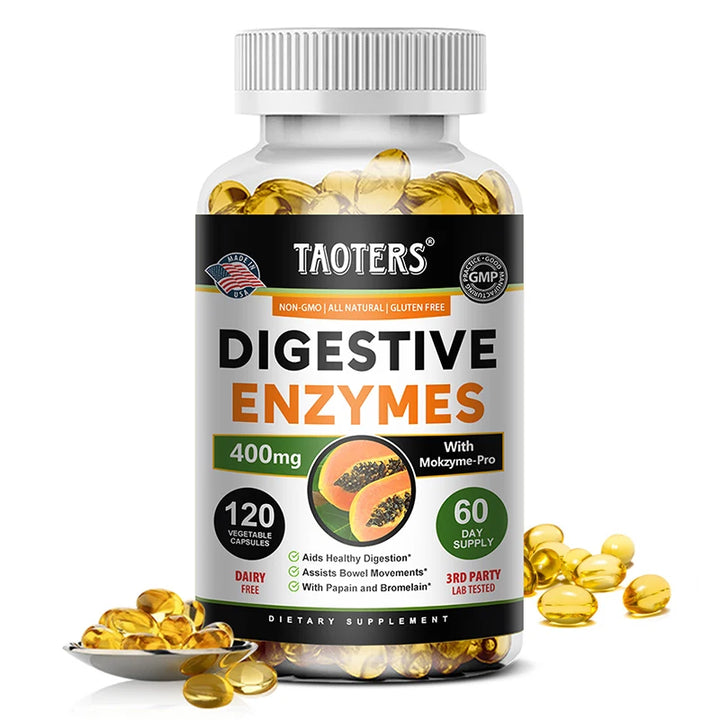 Taoters Digestive Enzyme + Probiotic Complex – 15-Strain Formula, Immune & Digestive Support – 60/120 Capsules