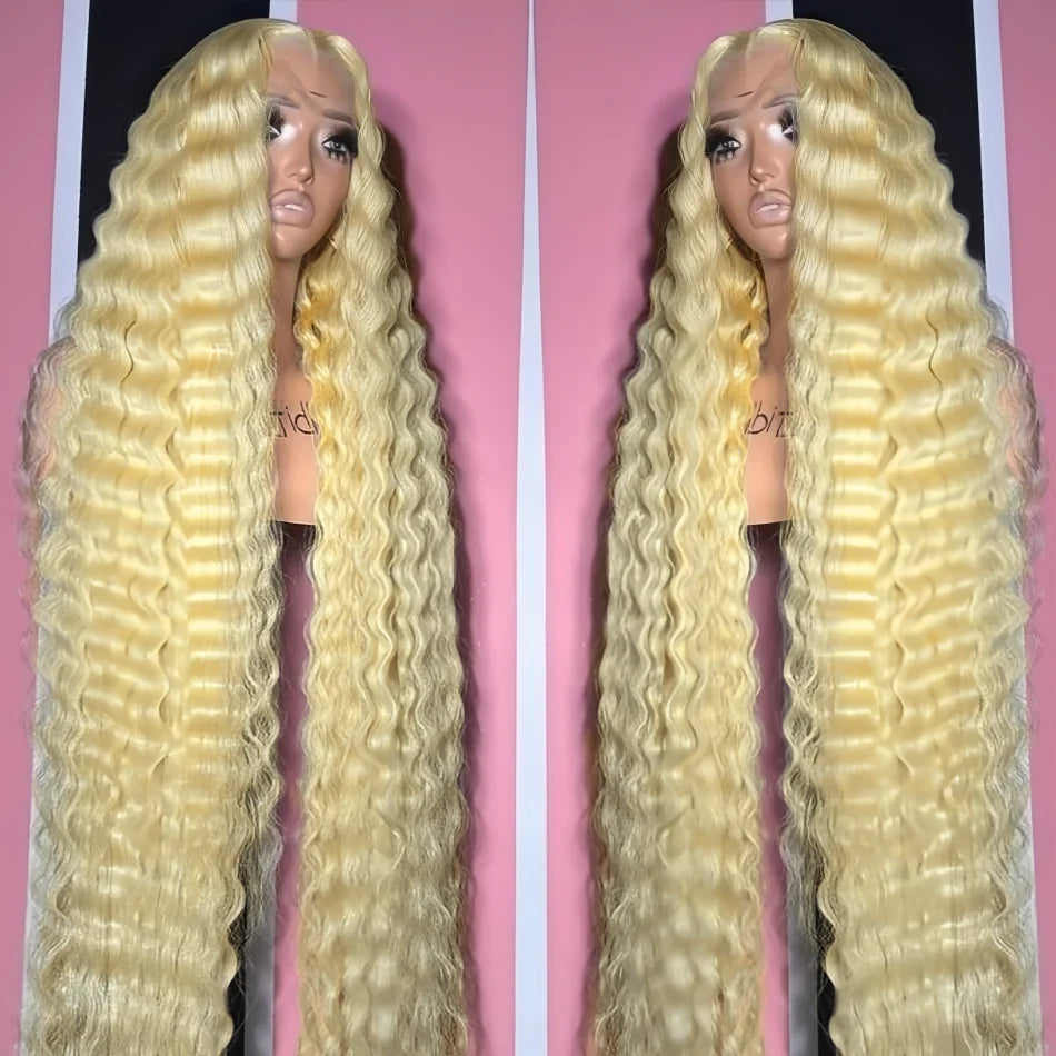 Honey Luxe Deep Wave Wig – 30" HD Lace Front in 613 Blonde