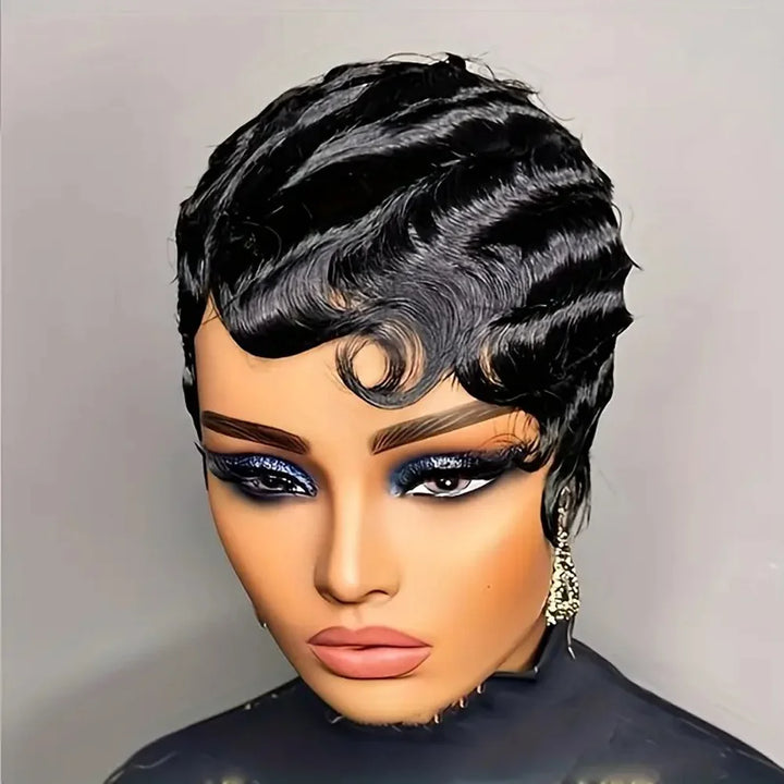 Velvet Wave Pixie – Short Finger Wave Remy Human Hair Wig