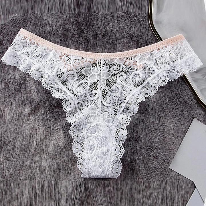 Lace Butterfly Bow Thong – Low Waist Hollow-Out Panty with Cotton Crotch