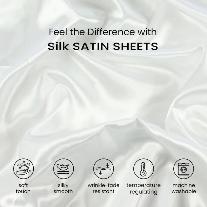 Pure Indulgence 100% Silk Satin 4-Piece Bedding Set
