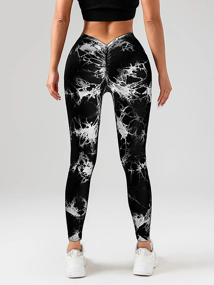 V-Back Tie-Dye Scrunch Butt Leggings – Buttery Soft, High-Waist, Booty-Lift Yoga Pants