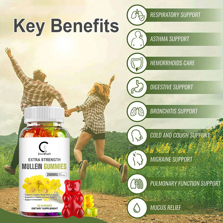 EmpowerEase Mullein Leaf Gummies – Extra Strength Lung Cleanse & Respiratory Support
